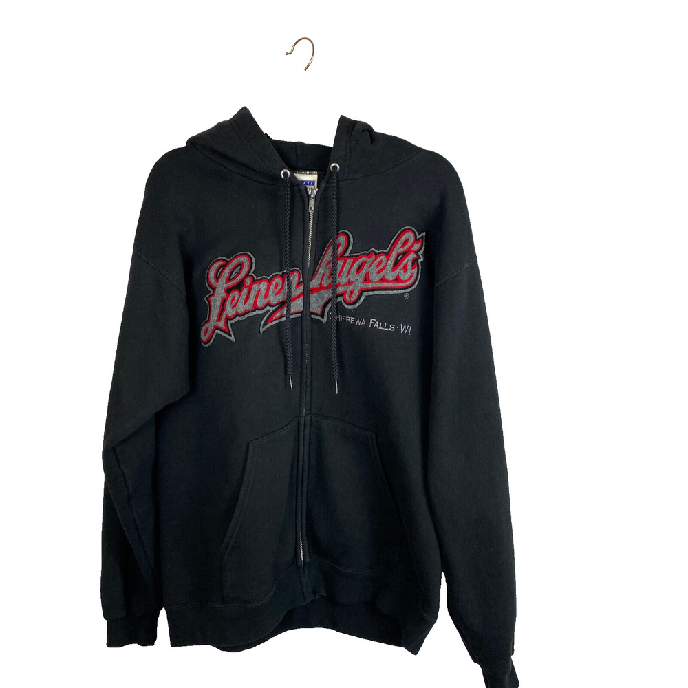 Leinenkugels Full Zip Hoodie Sz Small Black Sweatshirt Wisconsin Felt Logo